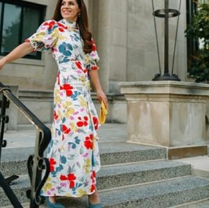 Rixo floral mock neck dress